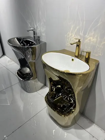 Lavatório de pés e mãos muçulmano Wudu, autônomo, de chão, de cerâmica, com pedestal, para lavar as mãos, para banheiro