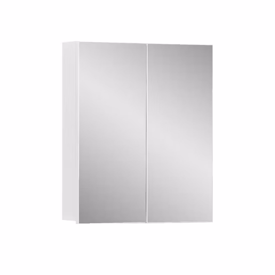 Armário de parede espelhado branco com 2 portas e 2 prateleiras, para banheiro, Modern