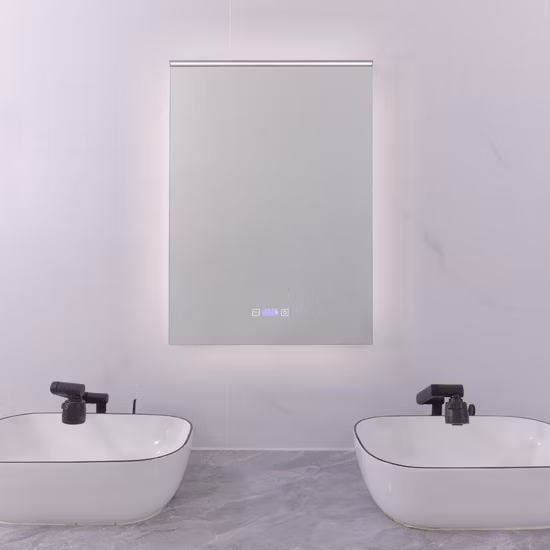Fabricante de móveis de decoração para casa inteligente, espelho retangular de parede para penteadeira, maquiagem, luz LED para banheiro