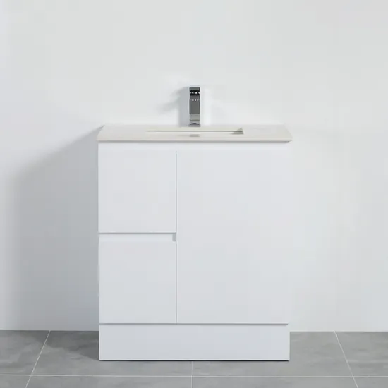 Móvel de parede impermeável de poliuretano PVC branco de 600 mm com cuba de cerâmica