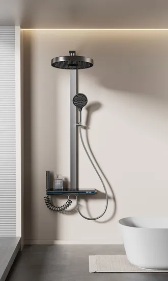 Sistema de chuveiro digital moderno com design elegante de teclas de piano
