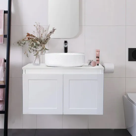 Móvel de parede preto fosco para banheiro de 75 cm