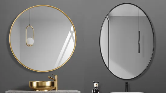 Espelho de parede emoldurado em liga de alumínio, minimalista e à prova de quebra, para decoração de móveis de hotel e casa