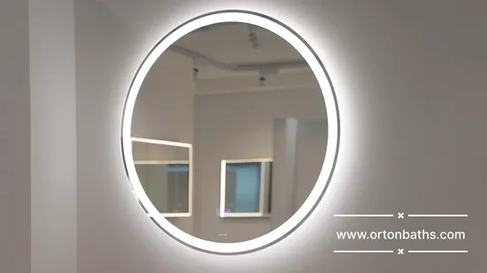 Espelho de banheiro com iluminação LED Ortonbath, sem moldura, com iluminação frontal, para montagem na parede, para penteadeira com ajuste de 3 polegadas